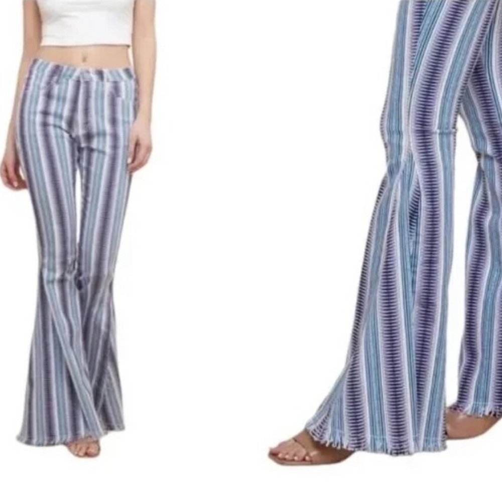 Saints & Hearts Blue Purple Aztec Super Flare Jeans S Country Cowgirl